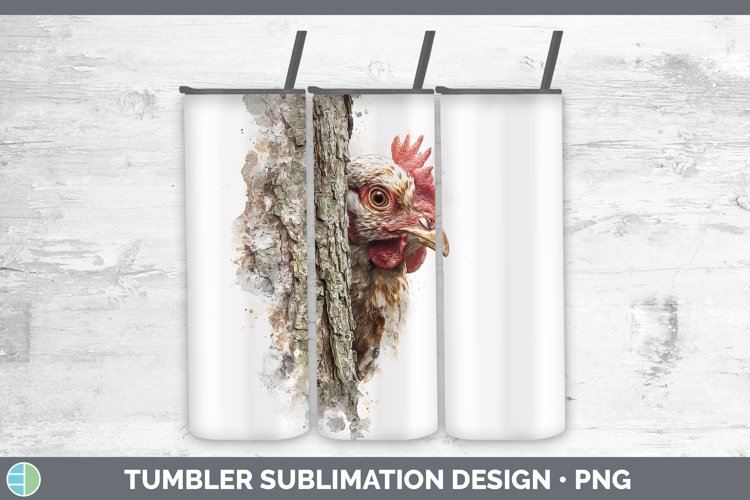 Chicken Animals Tree Peek Tumbler Sublimation Design