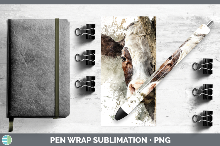 Cow Animals Tree Peek Pen Wrap Sublimation Design