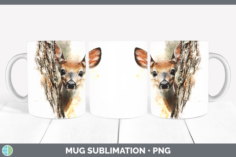 Deer Animals Tree Peek Mug Wrap Sublimation Design