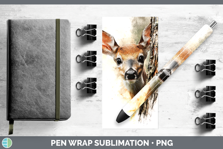 Deer Animals Tree Peek Pen Wrap Sublimation Design