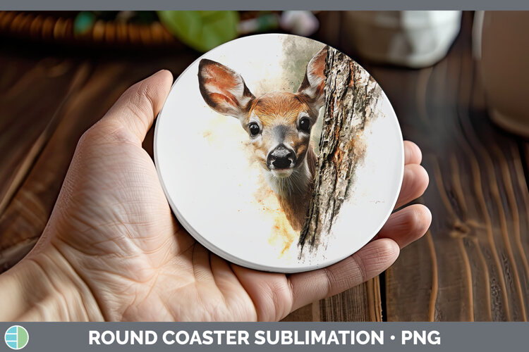 GorgeousAnimals Tree Peek Round Coaster design.