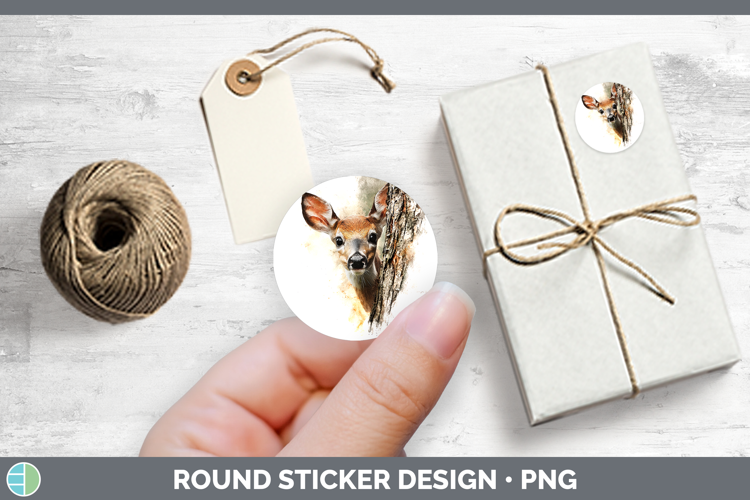 Deer Animals Tree Peek Stickers Design