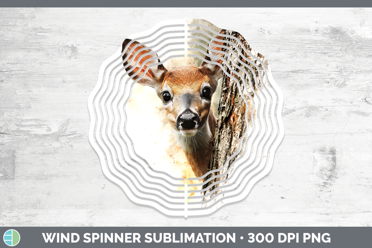 Deer Animals Tree Peek Wind Spinner Sublimation Design