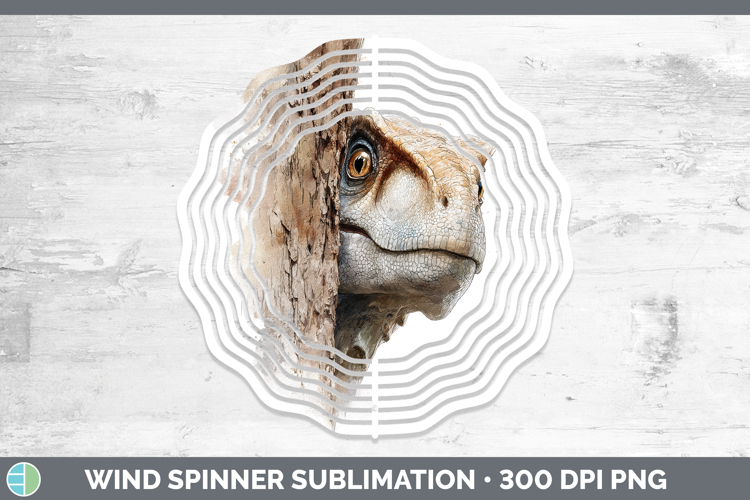 Dinosaur Animals Tree Peek Wind Spinner Sublimation Design