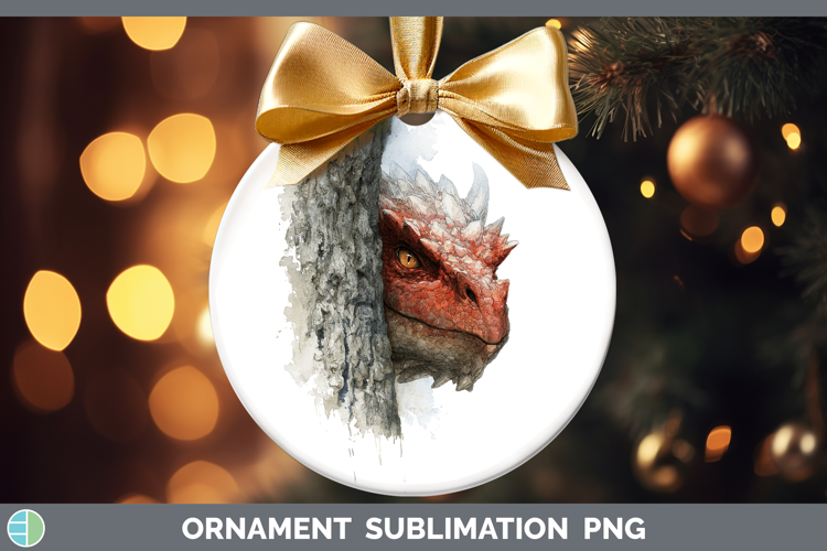 Dragon Animals Tree Peek Ornament Sublimation Design