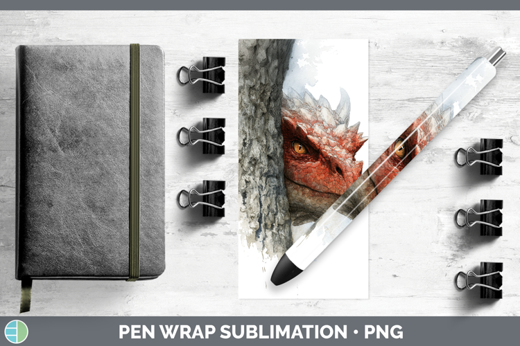 Dragon Animals Tree Peek Pen Wrap Sublimation Design