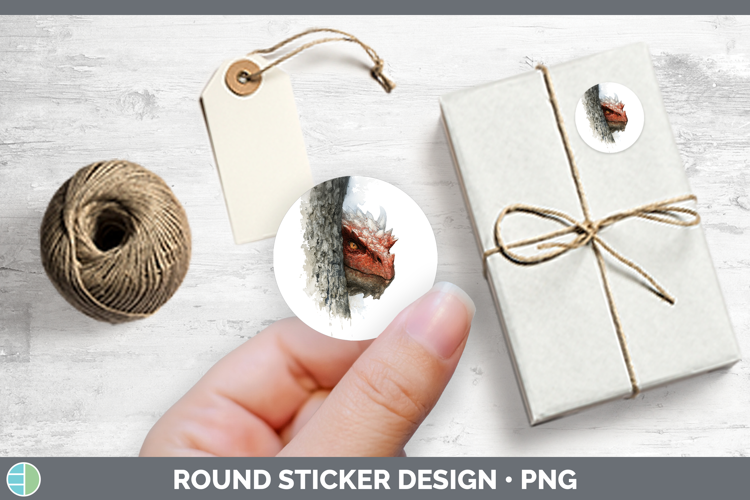 Dragon Animals Tree Peek Stickers Design
