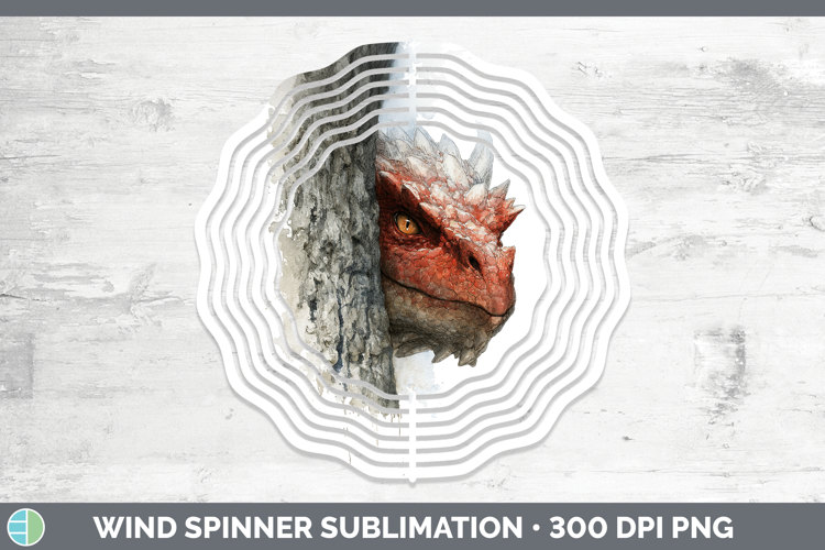 Dragon Animals Tree Peek Wind Spinner Sublimation Design
