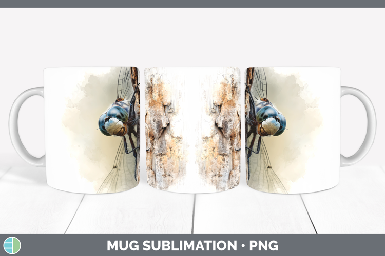 Dragonfly Animals Tree Peek Mug Wrap Sublimation Design
