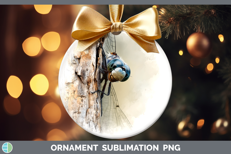 Dragonfly Animals Tree Peek Ornament Sublimation Design