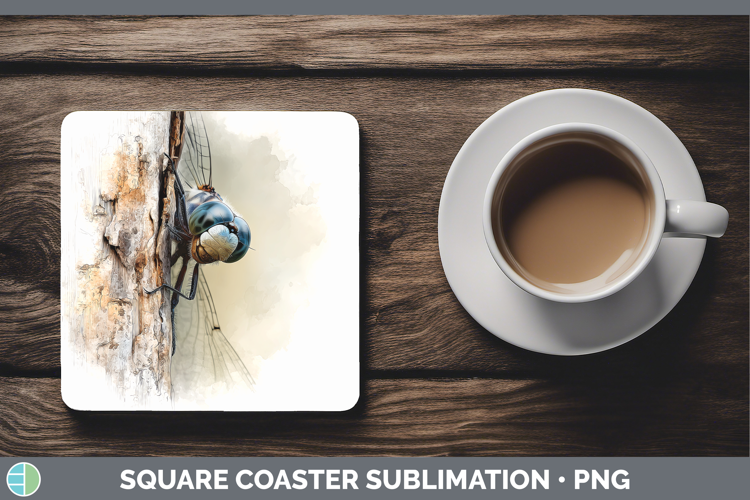 Dragonfly Animals Tree Peek Square Coaster Sublimation Desig