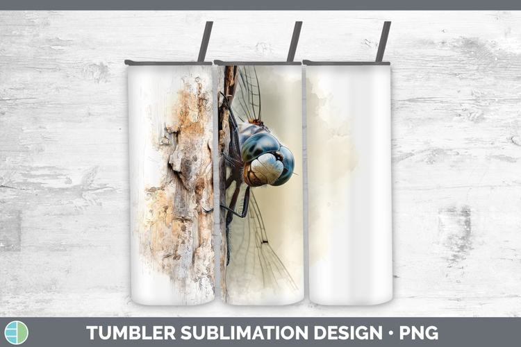 Dragonfly Animals Tree Peek Tumbler Sublimation Design