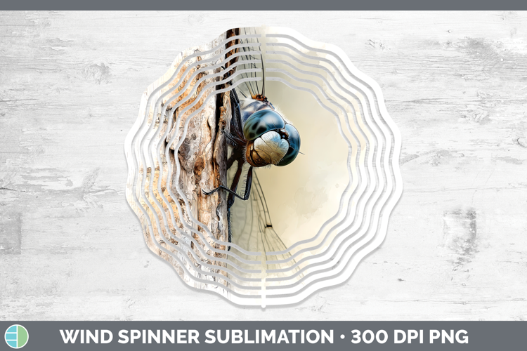 Dragonfly Animals Tree Peek Wind Spinner Sublimation Design