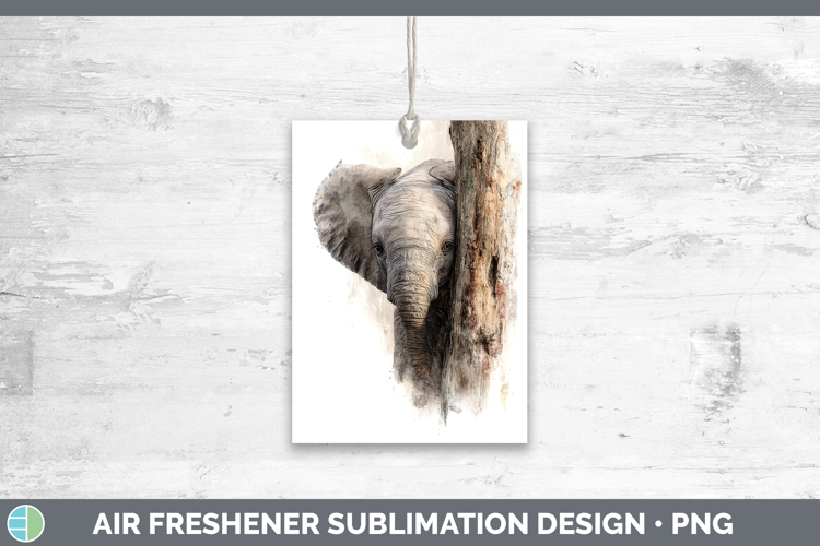 Elephant Animals Tree Peek Air Freshener Sublimation Design