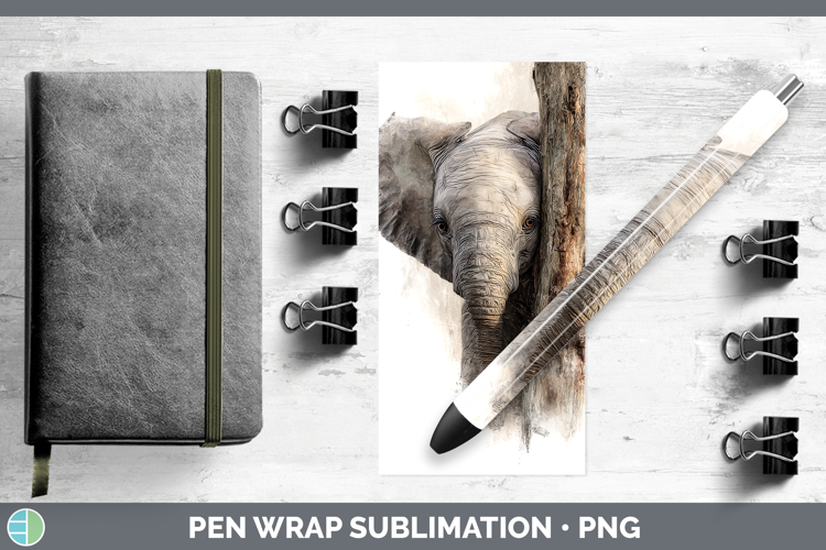 Elephant Animals Tree Peek Pen Wrap Sublimation Design