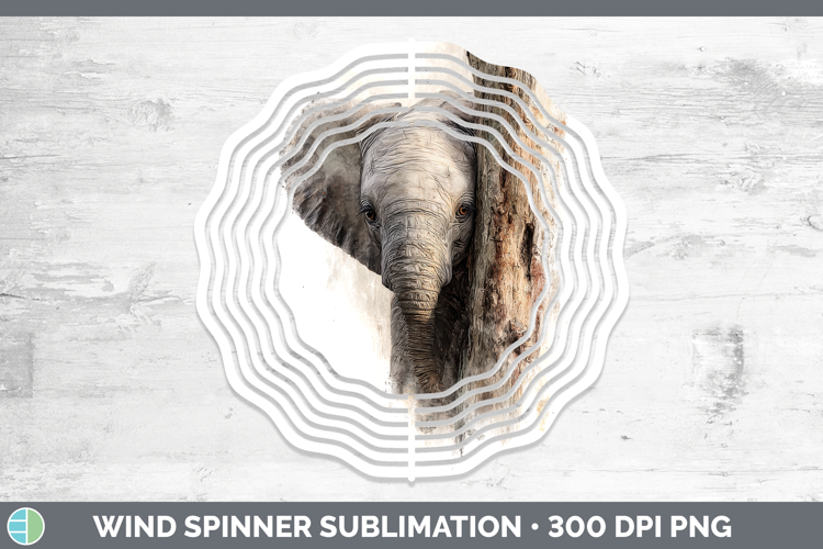 Elephant Animals Tree Peek Wind Spinner Sublimation Design
