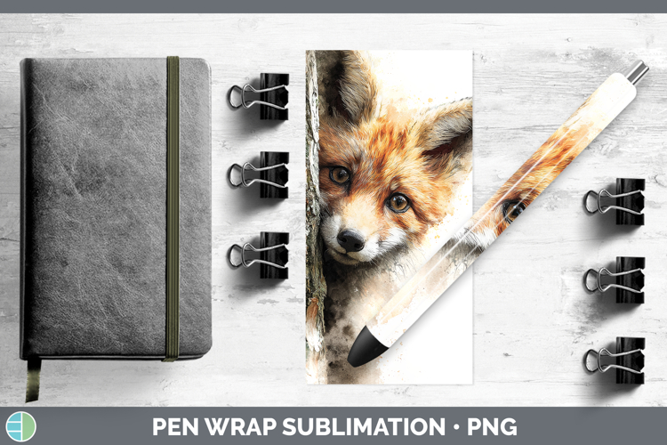 Fox Animals Tree Peek Pen Wrap Sublimation Design