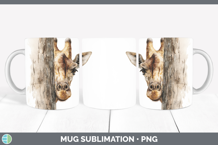 Giraffe Animals Tree Peek Mug Wrap Sublimation Design