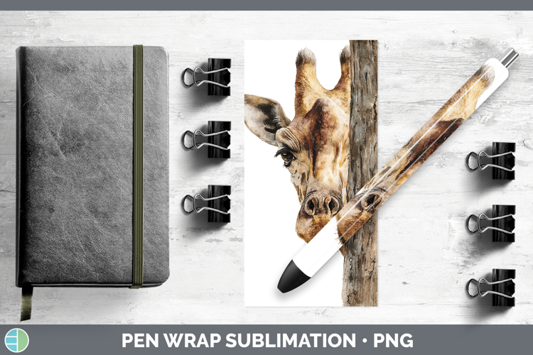 Giraffe Animals Tree Peek Pen Wrap Sublimation Design