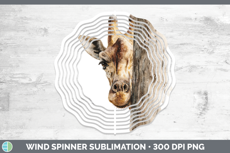 Giraffe Animals Tree Peek Wind Spinner Sublimation Design