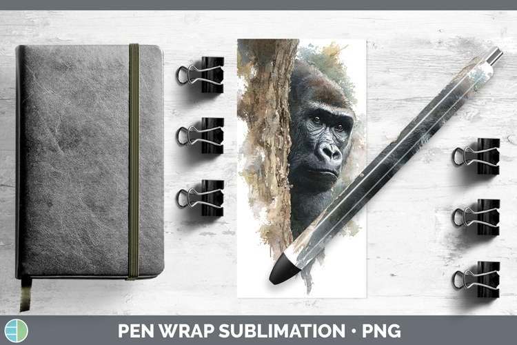 Gorilla Animals Tree Peek Pen Wrap Sublimation Design