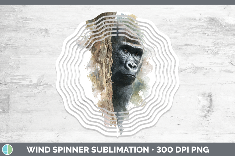 Gorilla Animals Tree Peek Wind Spinner Sublimation Design