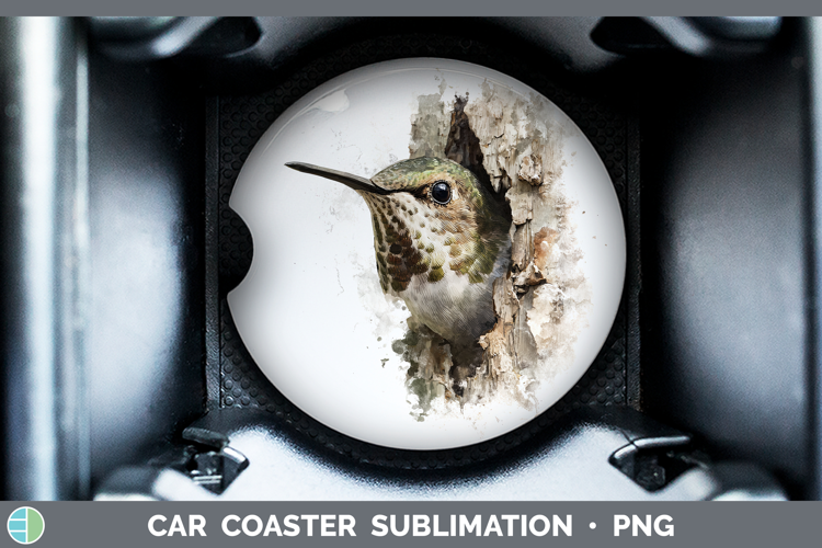 Hummingbird Animals Tree Peek Car Coaster Sublimation Design