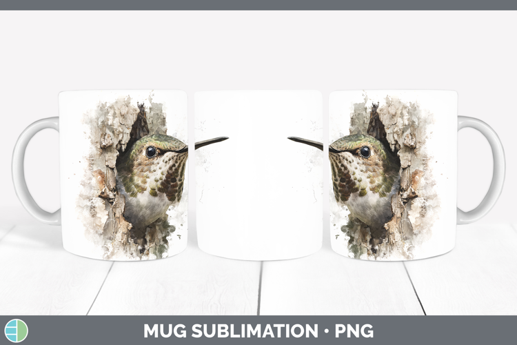 Hummingbird Animals Tree Peek Mug Wrap Sublimation Design