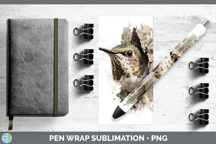 Hummingbird Animals Tree Peek Pen Wrap Sublimation Design