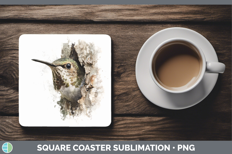 Hummingbird Animals Tree Peek Square Coaster Sublimation Des