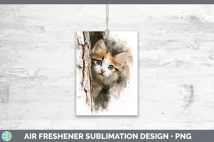 Kitten Animals Tree Peek Air Freshener Sublimation Design