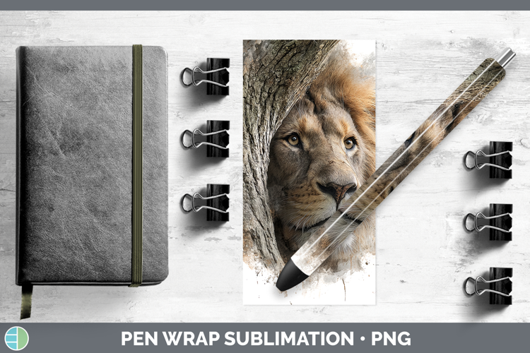 Lion Animals Tree Peek Pen Wrap Sublimation Design