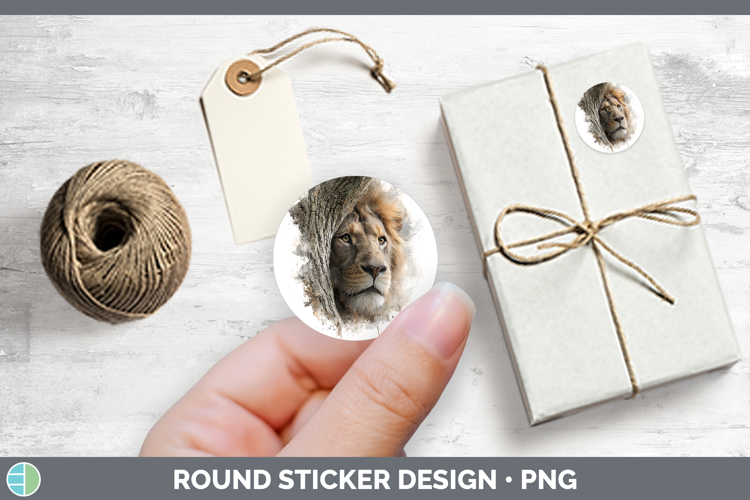 Lion Animals Tree Peek Stickers Design