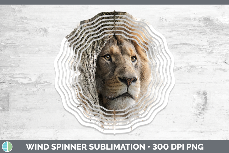 Lion Animals Tree Peek Wind Spinner Sublimation Design