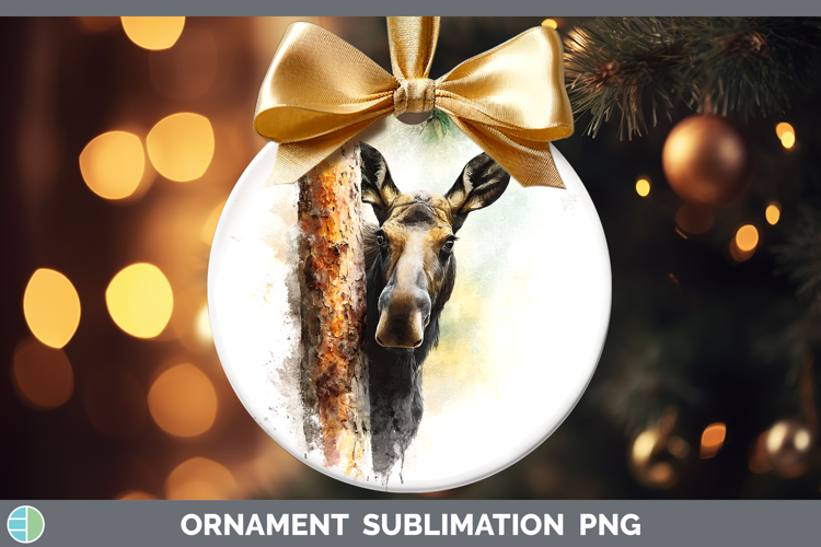 Moose Animals Tree Peek Ornament Sublimation Design