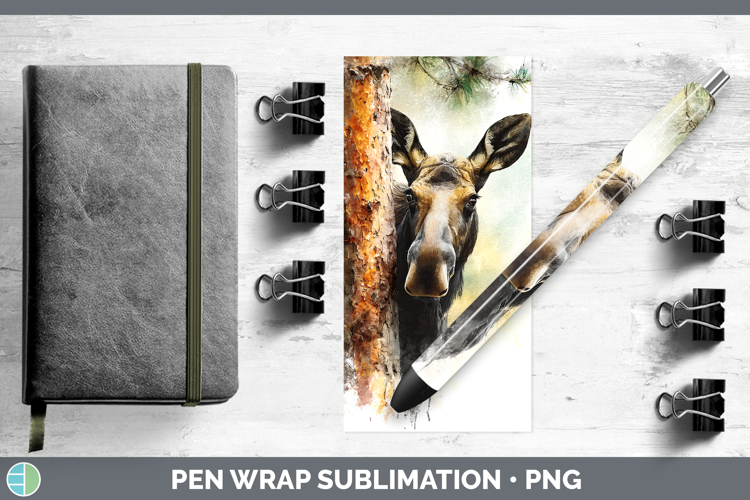 Moose Animals Tree Peek Pen Wrap Sublimation Design