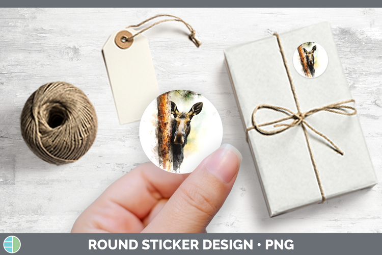 Moose Animals Tree Peek Stickers Design