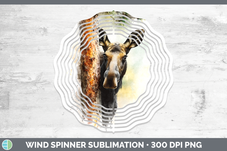Moose Animals Tree Peek Wind Spinner Sublimation Design