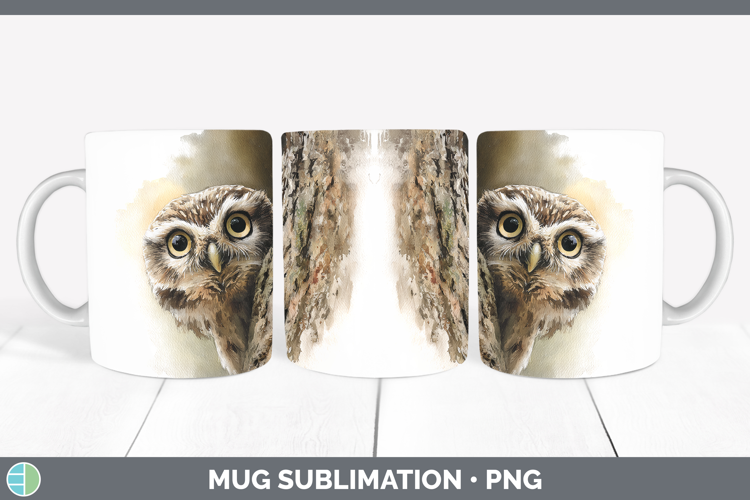 Owl Animals Tree Peek Mug Wrap Sublimation Design