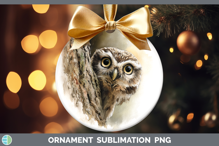 Owl Animals Tree Peek Ornament Sublimation Design