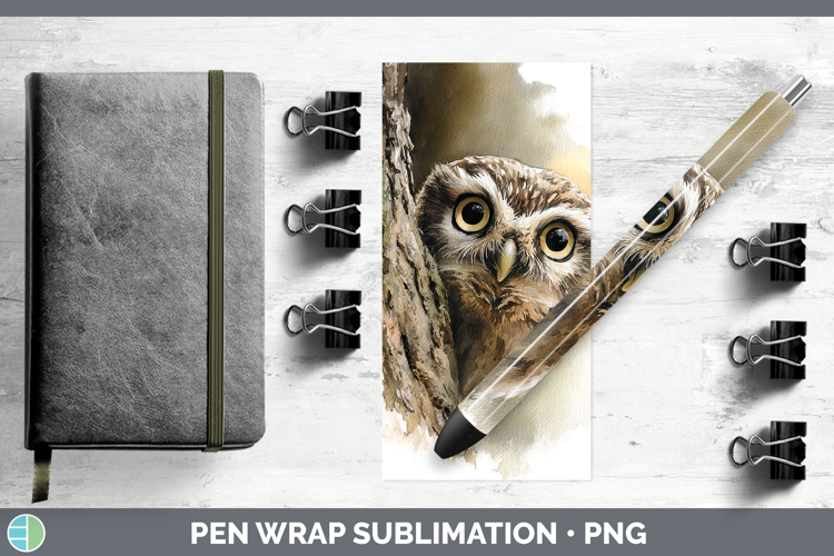 Owl Animals Tree Peek Pen Wrap Sublimation Design
