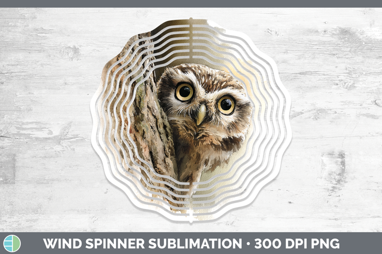 Owl Animals Tree Peek Wind Spinner Sublimation Design