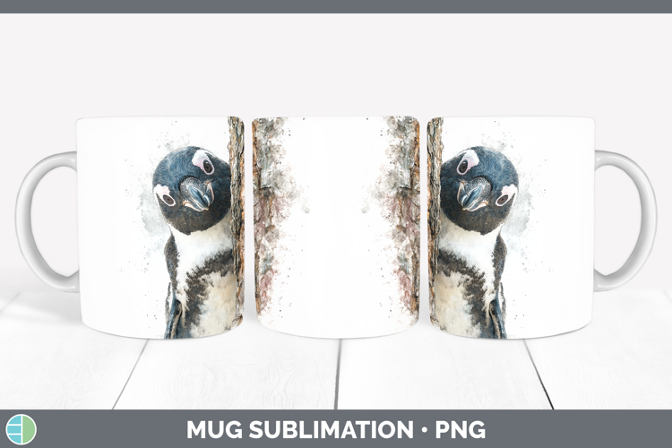 Penguin Animals Tree Peek Mug Wrap Sublimation Design