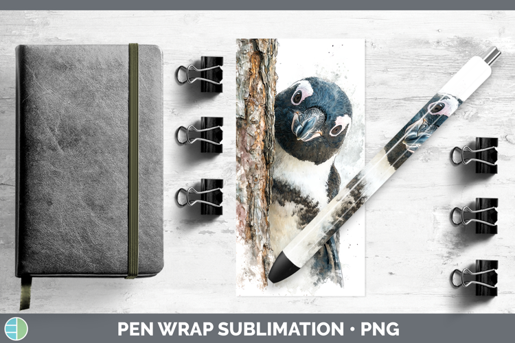 Penguin Animals Tree Peek Pen Wrap Sublimation Design