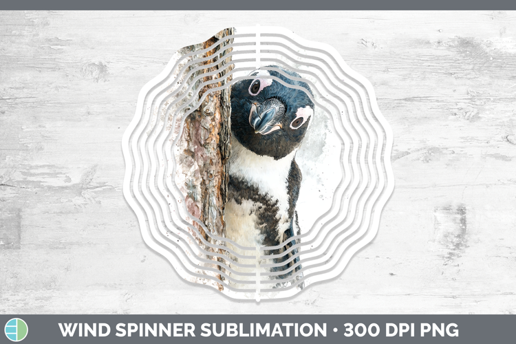 Penguin Animals Tree Peek Wind Spinner Sublimation Design