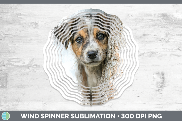 Puppy Animals Tree Peek Wind Spinner Sublimation Design
