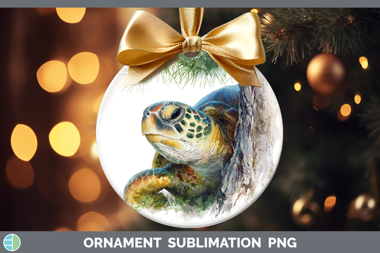 Sea Turtle Animals Tree Peek Ornament Sublimation Design