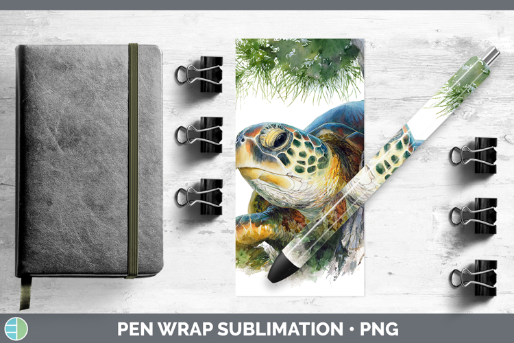 Sea Turtle Animals Tree Peek Pen Wrap Sublimation Design