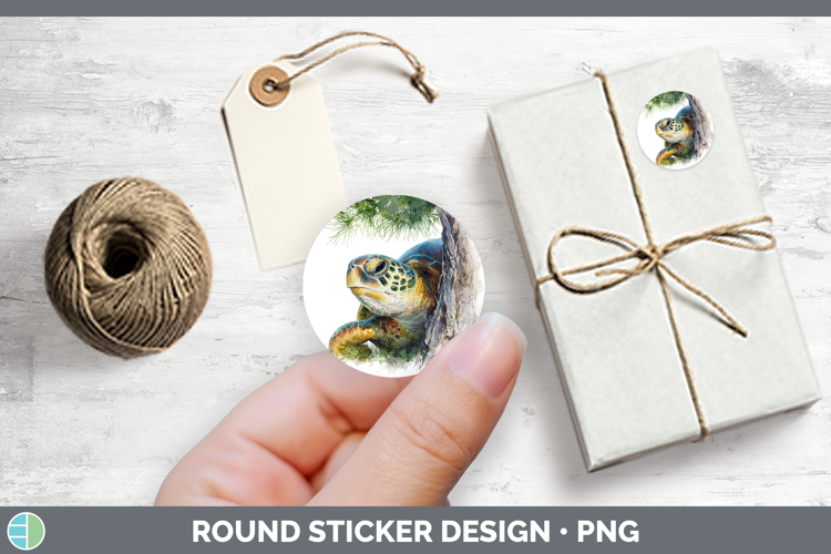 Sea Turtle Animals Tree Peek Stickers Design