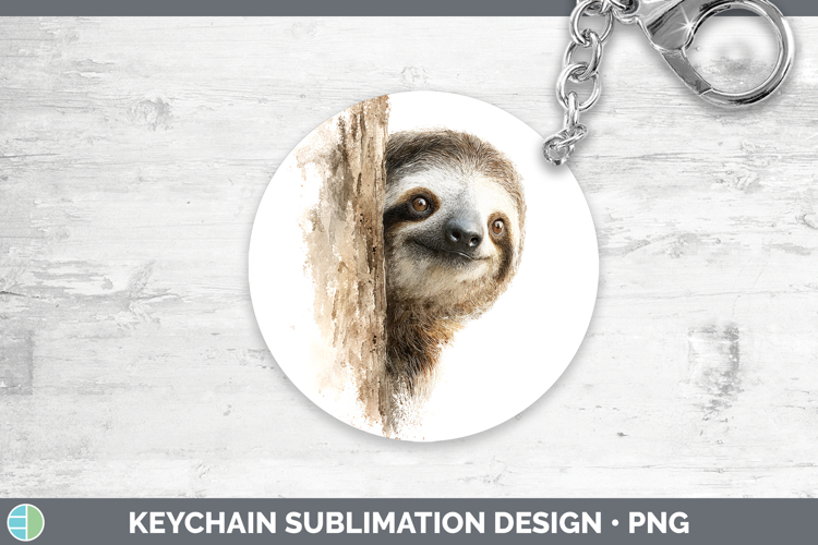 Sloth Animals Tree Peek Keychain Sublimation Design